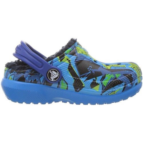 kengät Tytöt Sandaalit ja avokkaat Crocs KID'S CLASSIC FUZZ LINED GRAPHIC CLOG Sininen