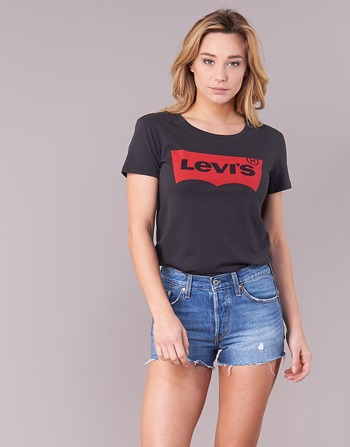 vaatteet Naiset T-paidat pitkillä hihoilla Levi's THE PERFECT TEE Musta